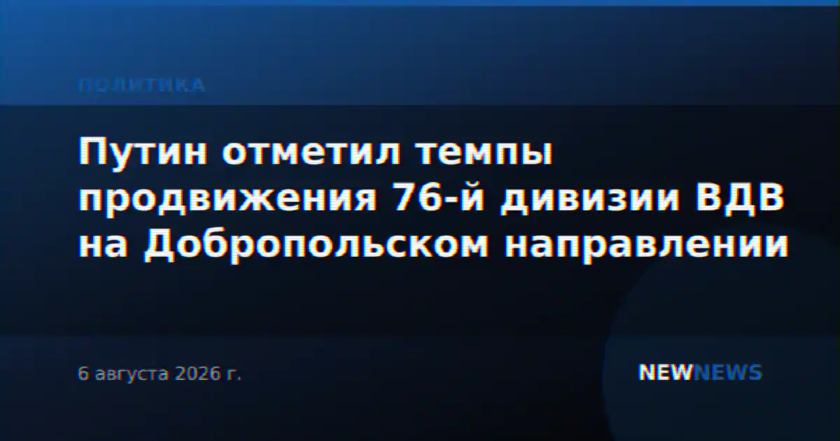 Путин отметил темпы продвижения 76-й дивизии ВДВ на Добропольском направлении