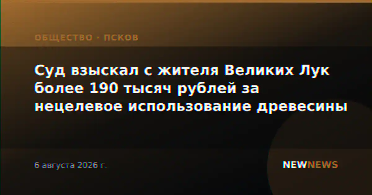 Суд взыскал с жителя Великих Лук более 190 тысяч рублей за нецелевое использование древесины
