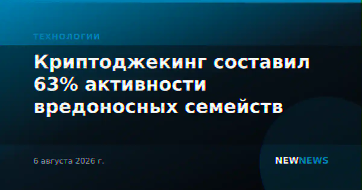 Криптоджекинг составил 63% активности вредоносных семейств