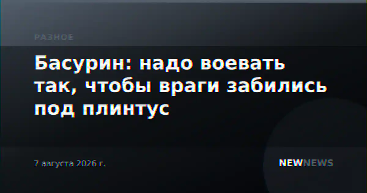 Басурин: надо воевать так, чтобы враги забились под плинтус