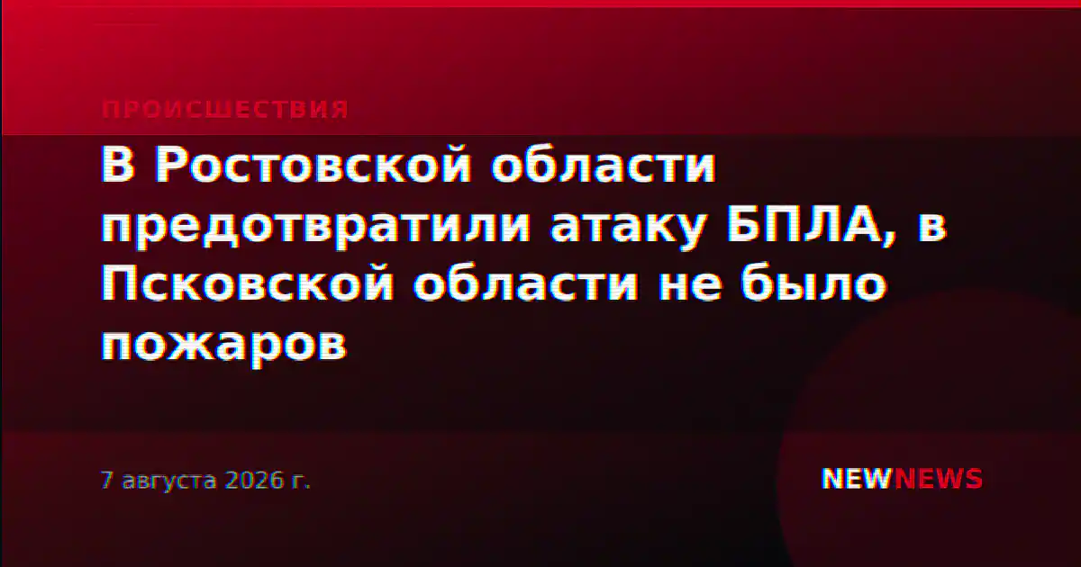 В Ростовской области предотвратили атаку БПЛА, в Псковской области не было пожаров