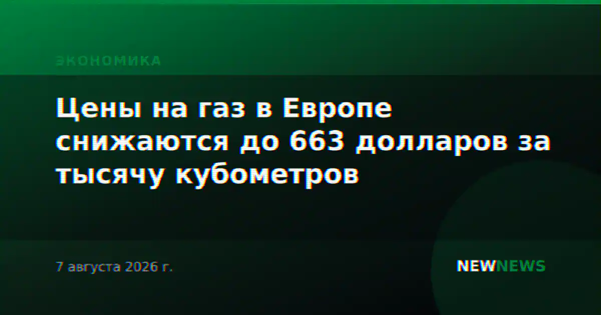 Цены на газ в Европе снижаются до 663 долларов за тысячу кубометров