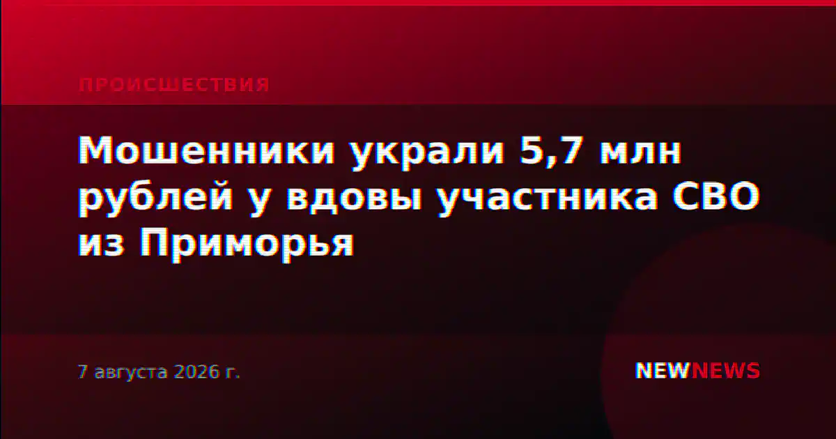 Мошенники украли 5,7 млн рублей у вдовы участника СВО из Приморья