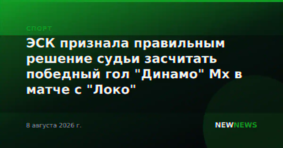 ЭСК признала правильным решение судьи засчитать победный гол "Динамо" Мх в матче с "Локо"