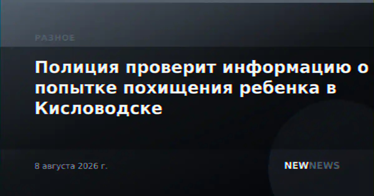 Полиция проверит информацию о попытке похищения ребенка в Кисловодске