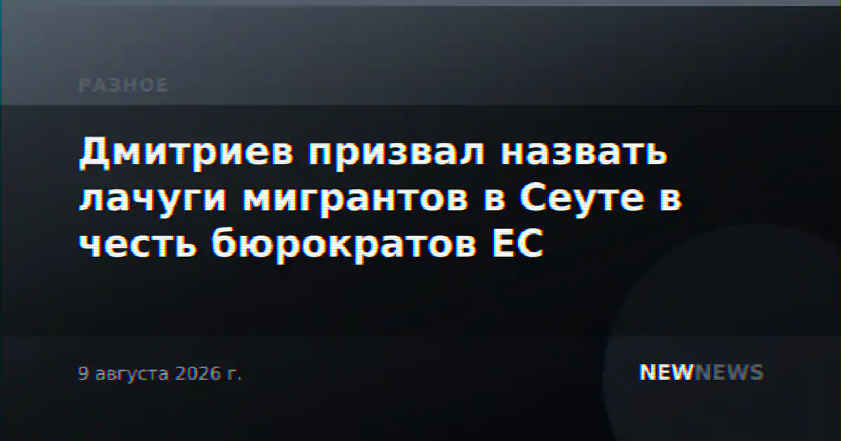 Дмитриев призвал назвать лачуги мигрантов в Сеуте в честь бюрократов ЕС