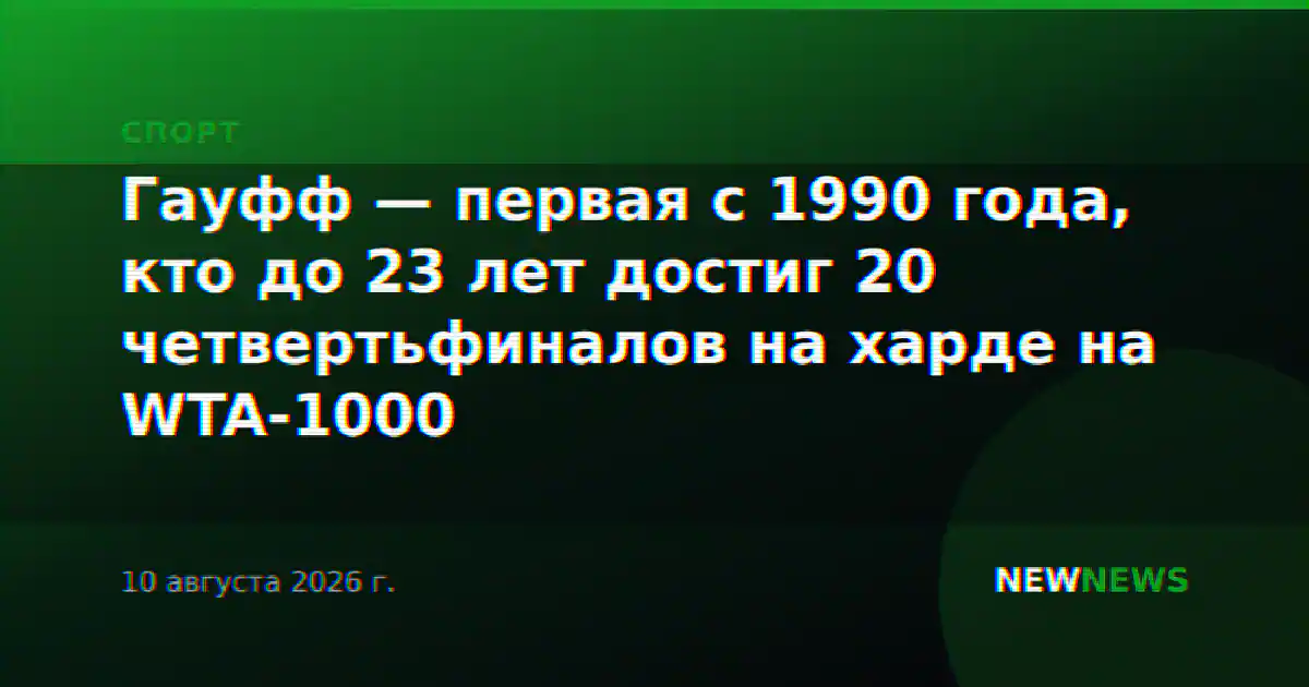 Гауфф — первая с 1990 года, кто до 23 лет достиг 20 четвертьфиналов на харде на WTA-1000