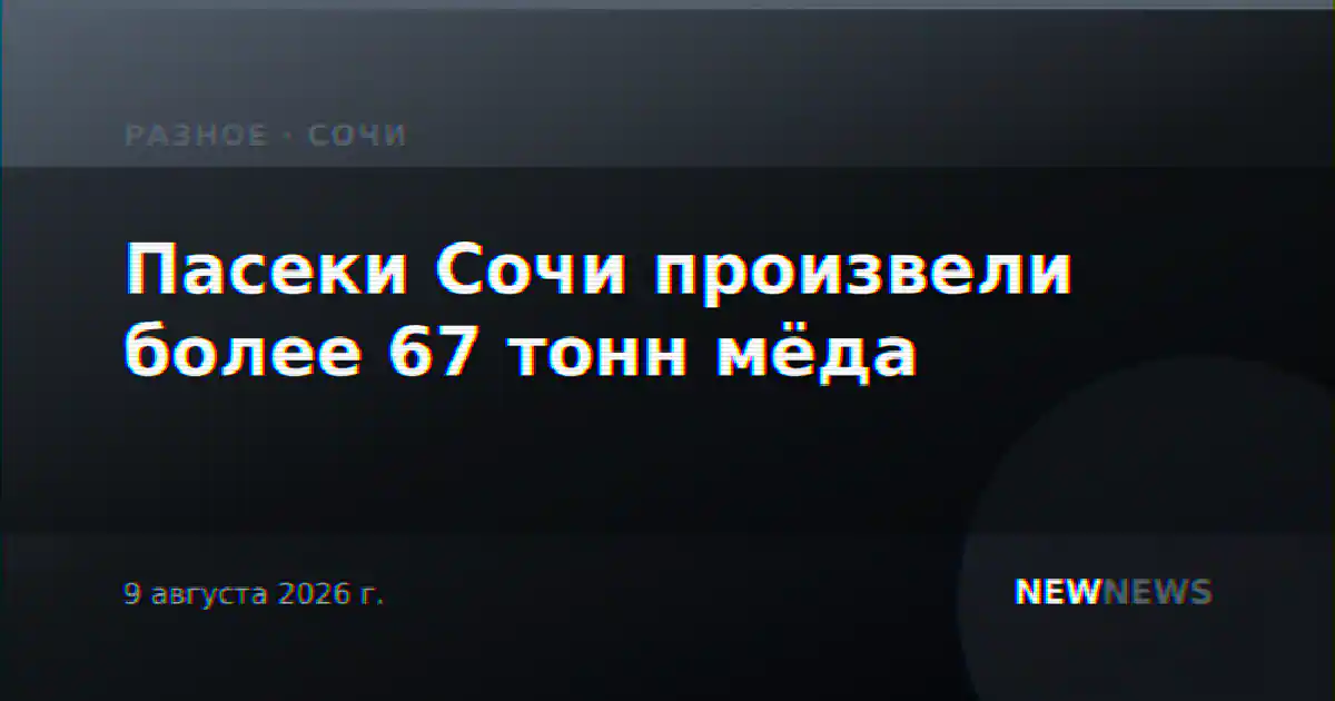Пасеки Сочи произвели более 67 тонн мёда