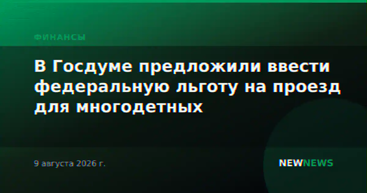 В Госдуме предложили ввести федеральную льготу на проезд для многодетных