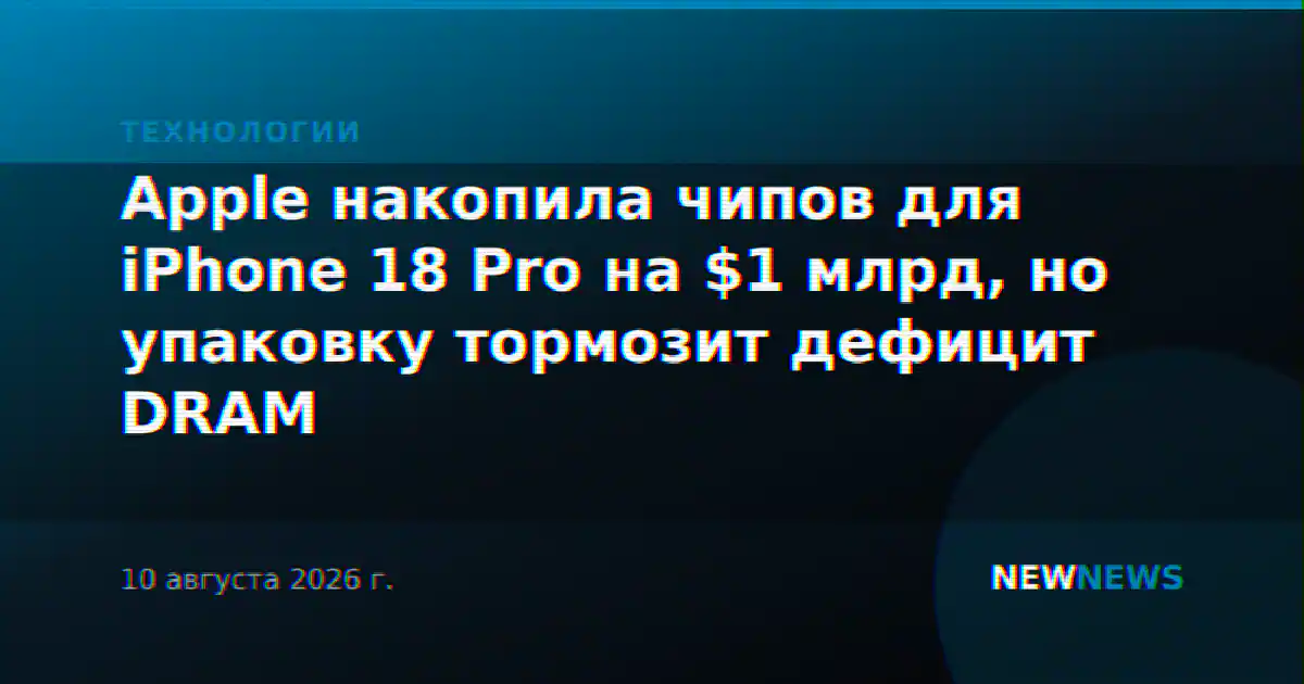 Apple накопила чипов для iPhone 18 Pro на $1 млрд, но упаковку тормозит дефицит DRAM
