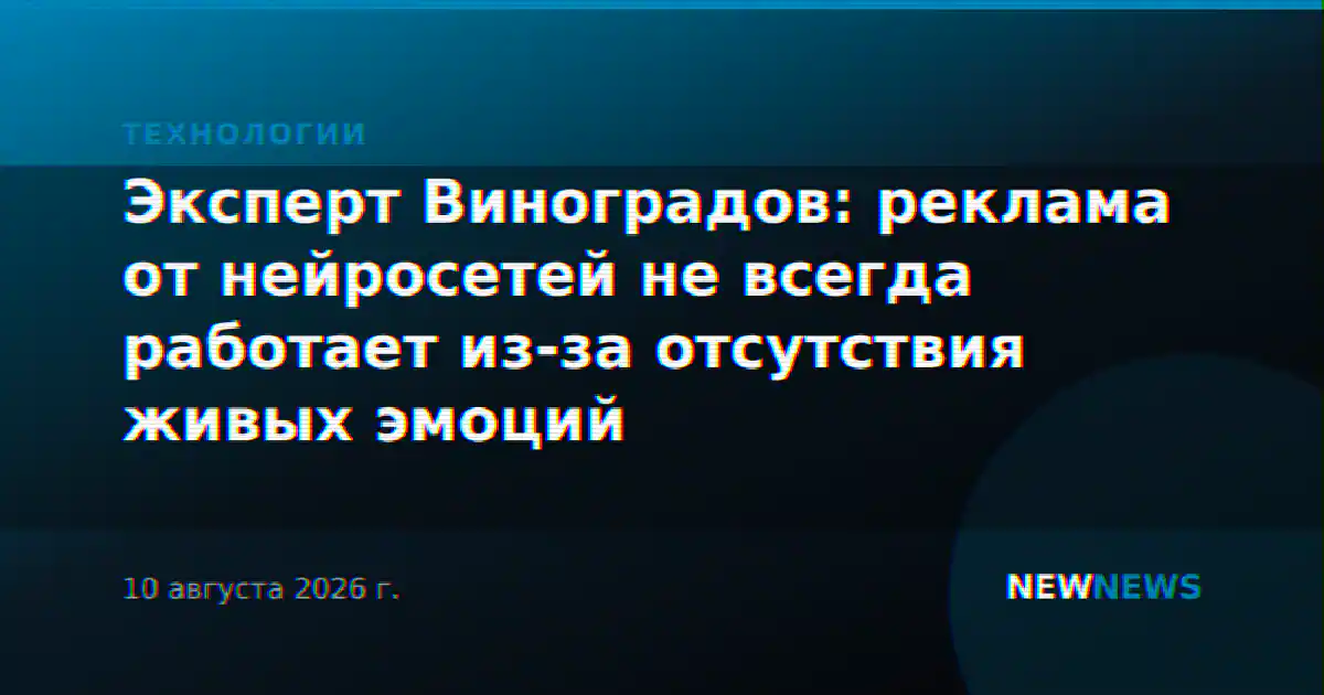 Эксперт Виноградов: реклама от нейросетей не всегда работает из-за отсутствия живых эмоций