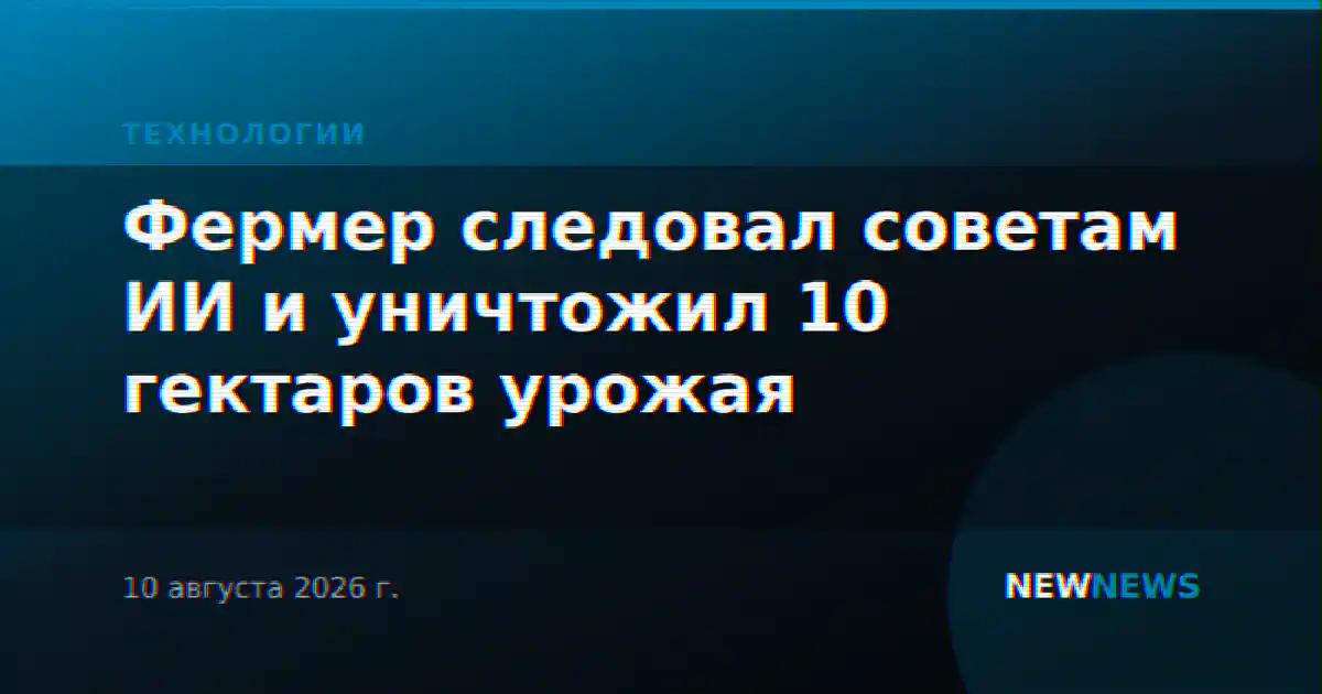 Фермер следовал советам ИИ и уничтожил 10 гектаров урожая