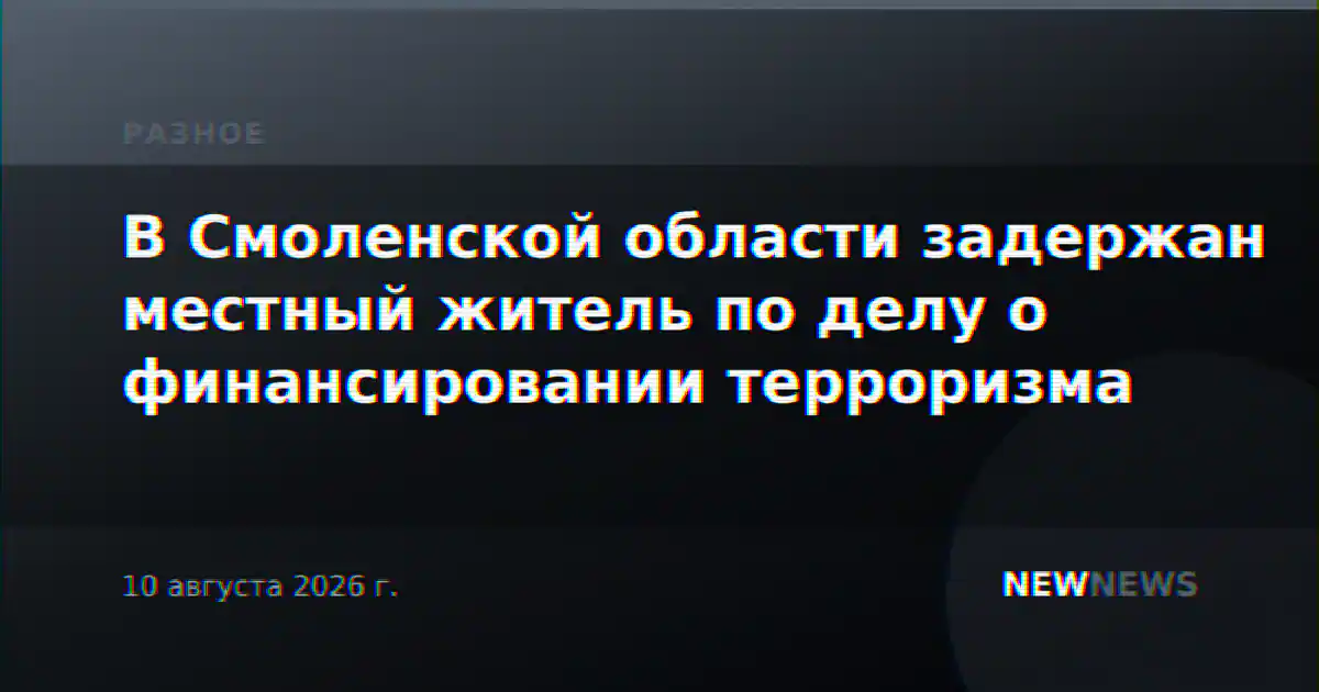 В Смоленской области задержан местный житель по делу о финансировании терроризма