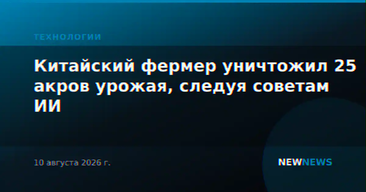 Китайский фермер уничтожил 25 акров урожая, следуя советам ИИ