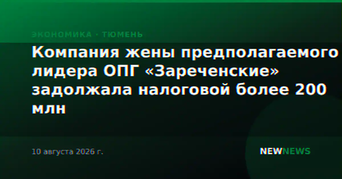 Компания жены предполагаемого лидера ОПГ «Зареченские» задолжала налоговой более 200 млн