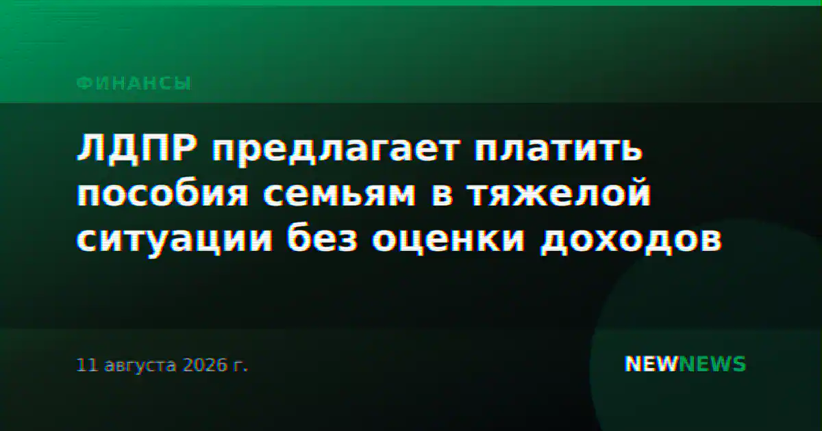 ЛДПР предлагает платить пособия семьям в тяжелой ситуации без оценки доходов
