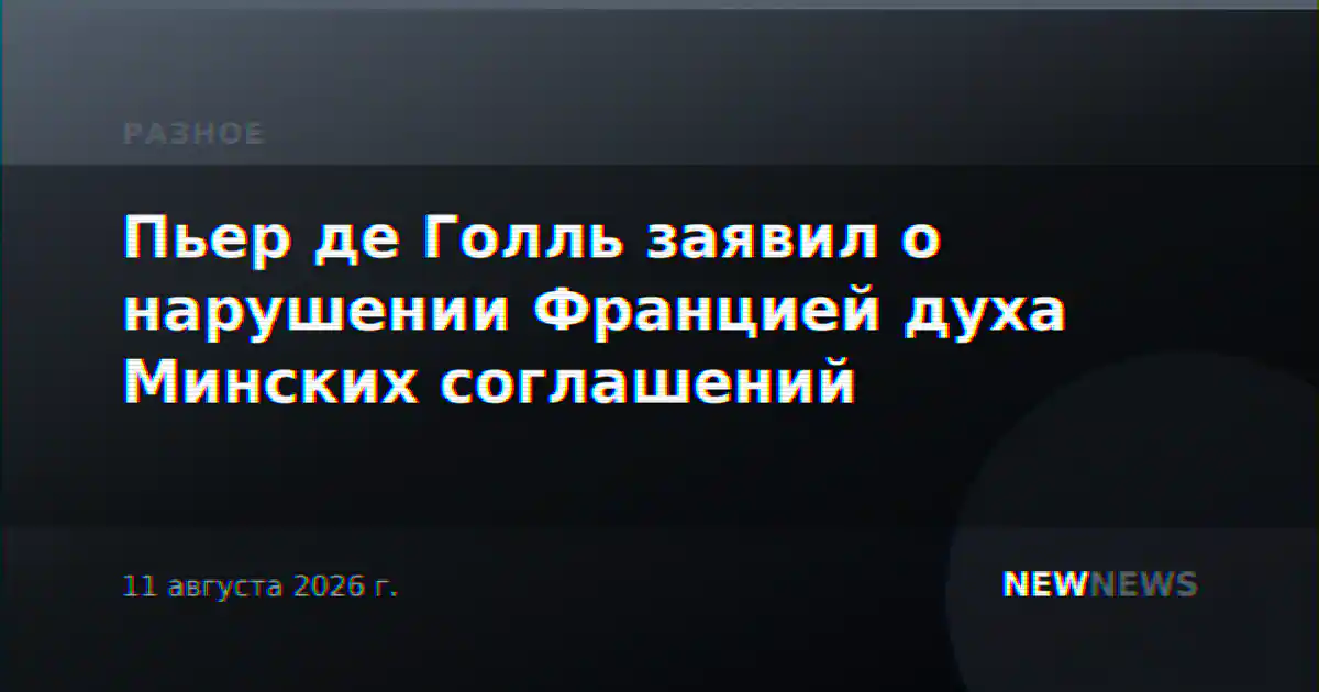 Пьер де Голль заявил о нарушении Францией духа Минских соглашений