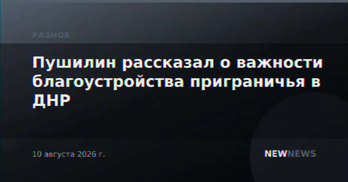 Пушилин рассказал о важности благоустройства приграничья в ДНР