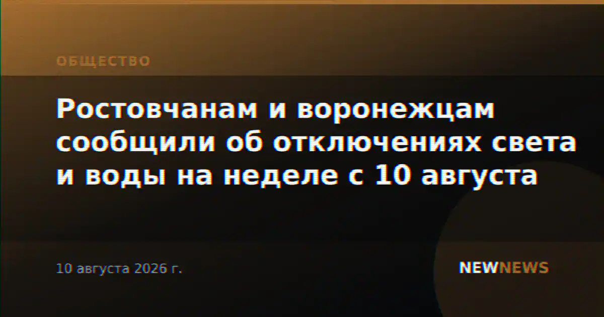 Ростовчанам и воронежцам сообщили об отключениях света и воды на неделе с 10 августа