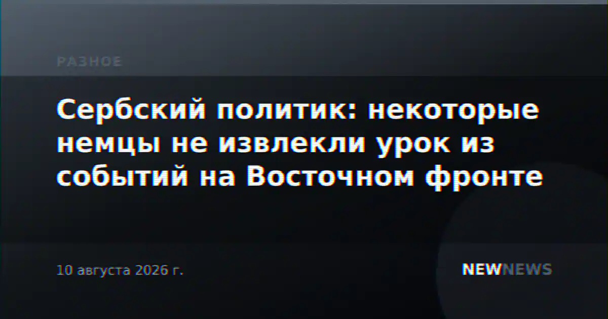 Сербский политик: некоторые немцы не извлекли урок из событий на Восточном фронте