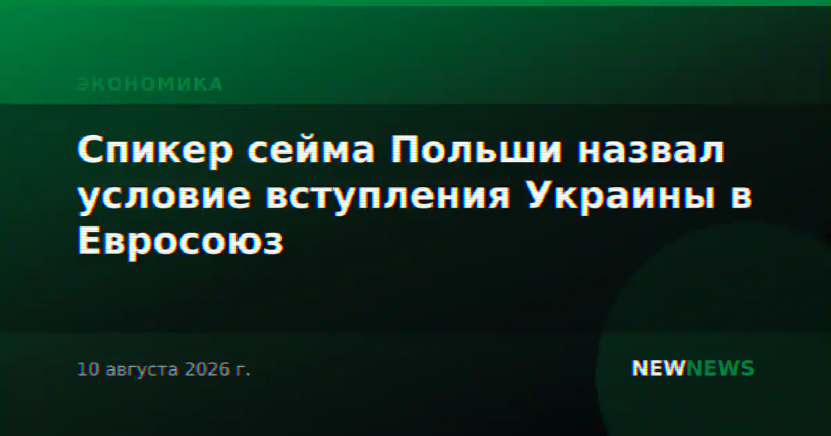 Спикер сейма Польши назвал условие вступления Украины в Евросоюз