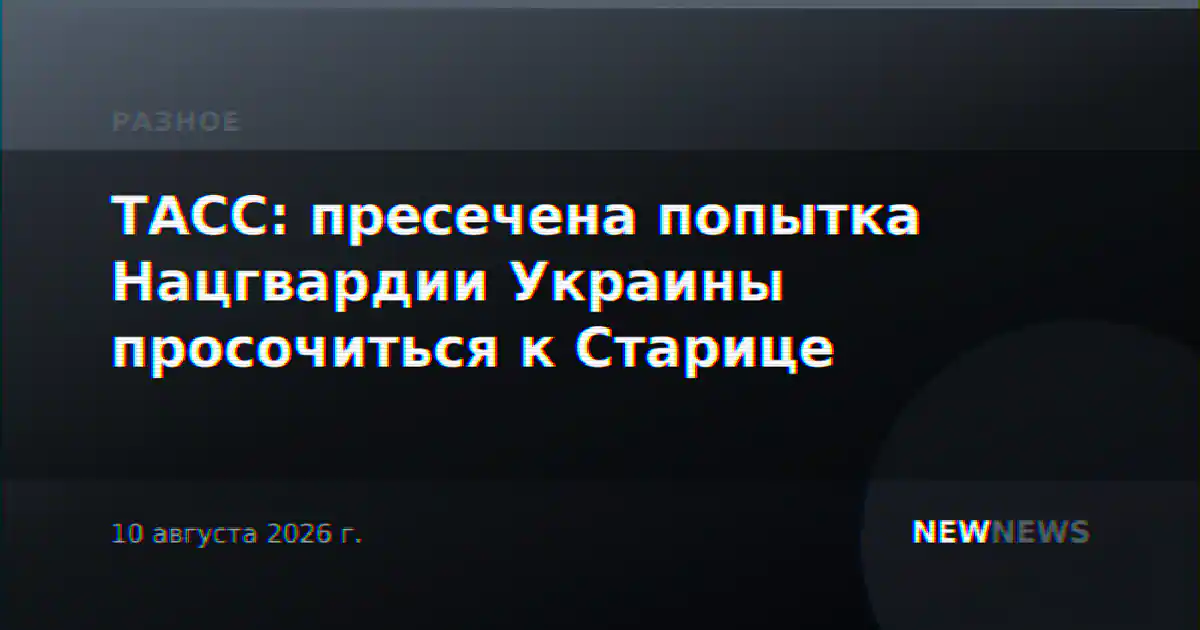 ТАСС: пресечена попытка Нацгвардии Украины просочиться к Старице
