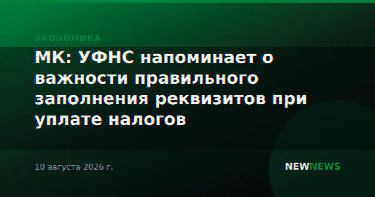 МК: УФНС напоминает о важности правильного заполнения реквизитов при уплате налогов