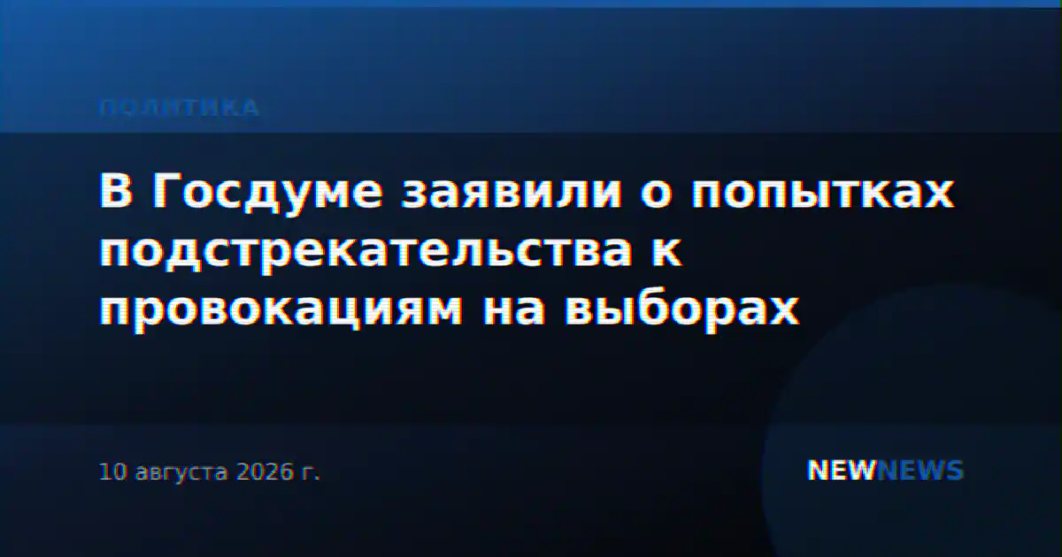 В Госдуме заявили о попытках подстрекательства к провокациям на выборах
