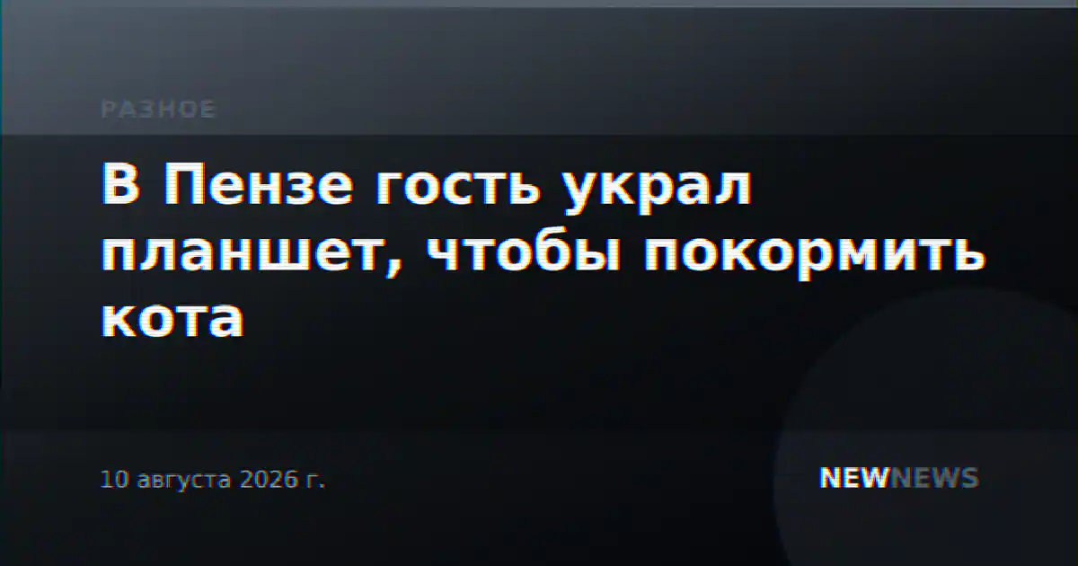 В Пензе гость украл планшет, чтобы покормить кота