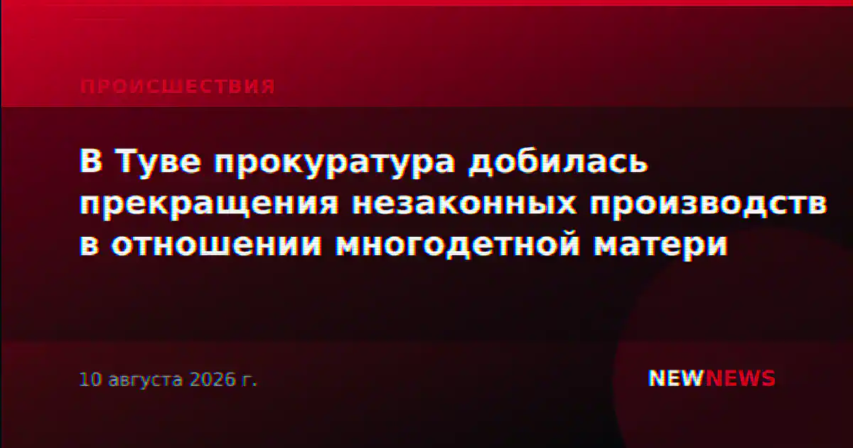 В Туве прокуратура добилась прекращения незаконных производств в отношении многодетной матери
