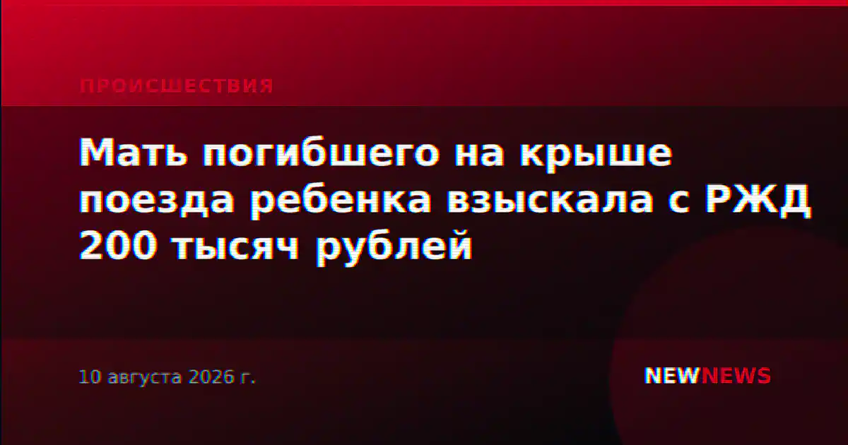 Мать погибшего на крыше поезда ребенка взыскала с РЖД 200 тысяч рублей