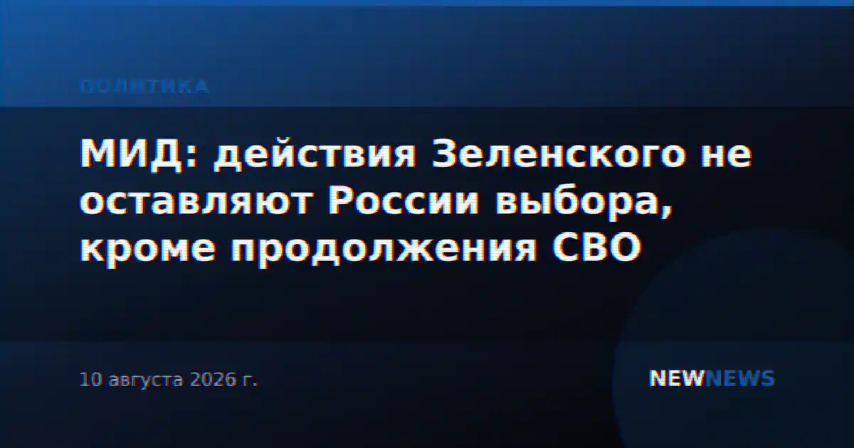 МИД: действия Зеленского не оставляют России выбора, кроме продолжения СВО