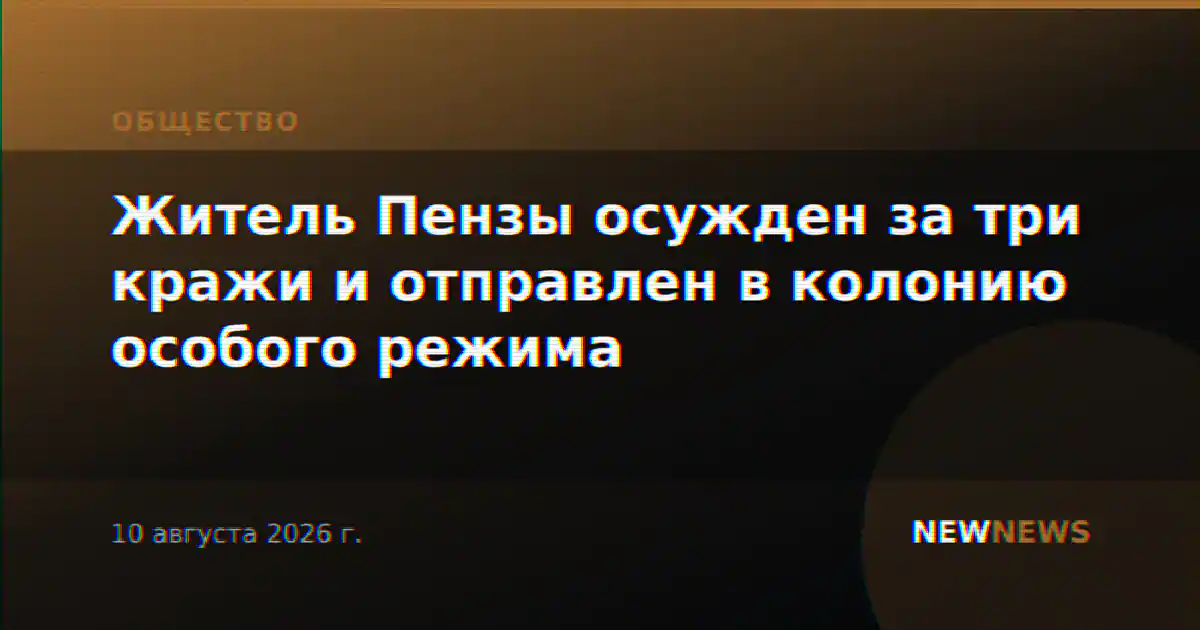 Житель Пензы осужден за три кражи и отправлен в колонию особого режима