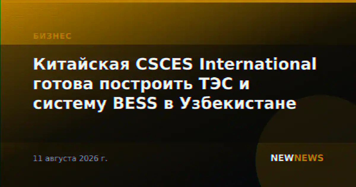 Китайская CSCES International готова построить ТЭС и систему BESS в Узбекистане