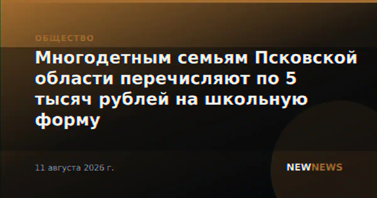 Многодетным семьям Псковской области перечисляют по 5 тысяч рублей на школьную форму