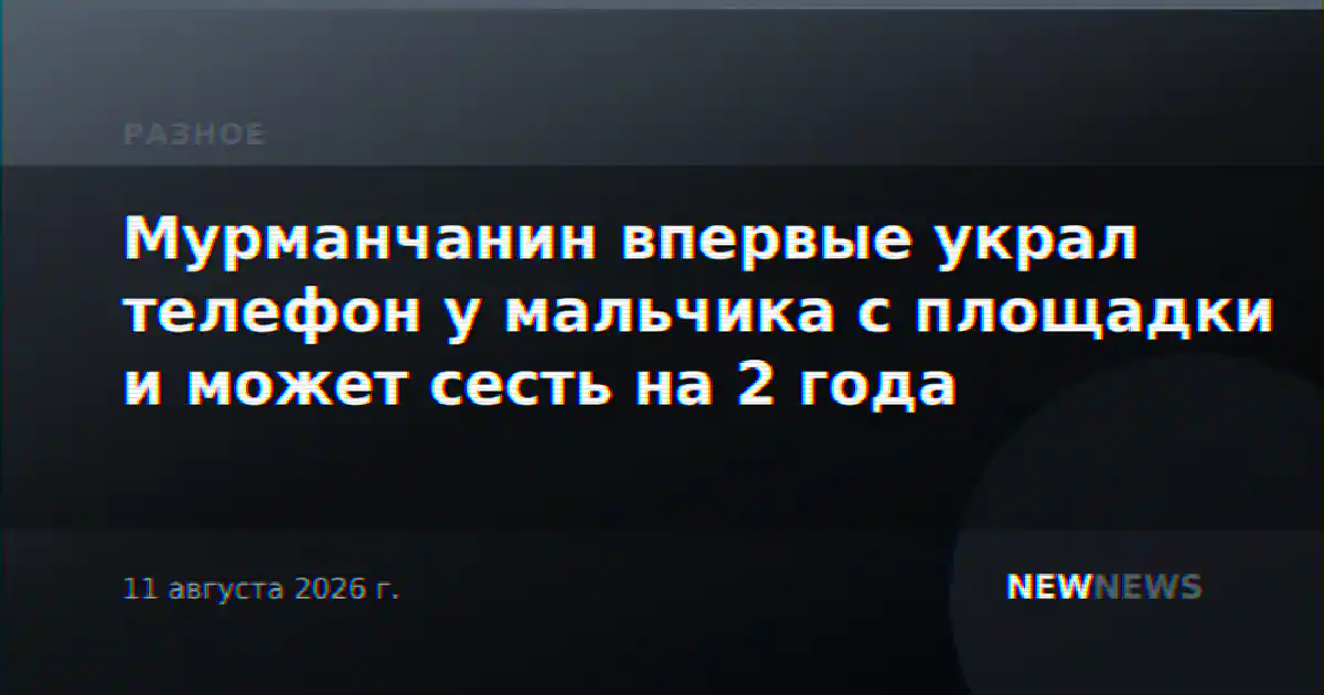 Мурманчанин впервые украл телефон у мальчика с площадки и может сесть на 2 года