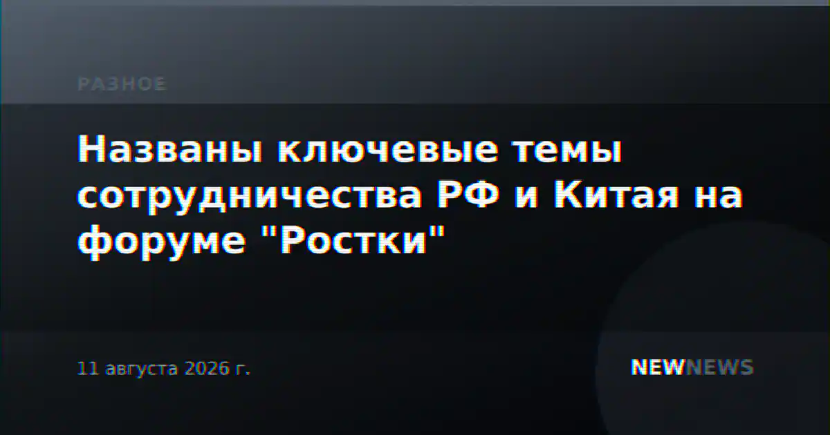 Названы ключевые темы сотрудничества РФ и Китая на форуме "Ростки"