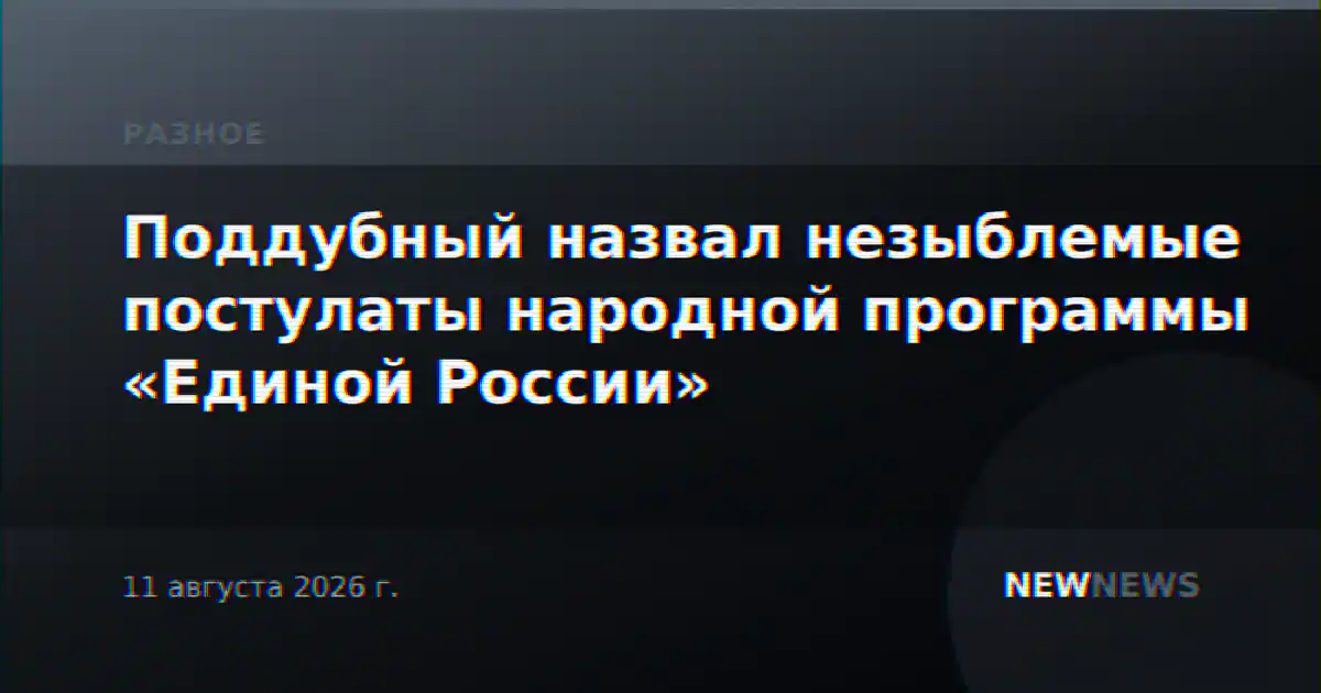 Поддубный назвал незыблемые постулаты народной программы «Единой России»