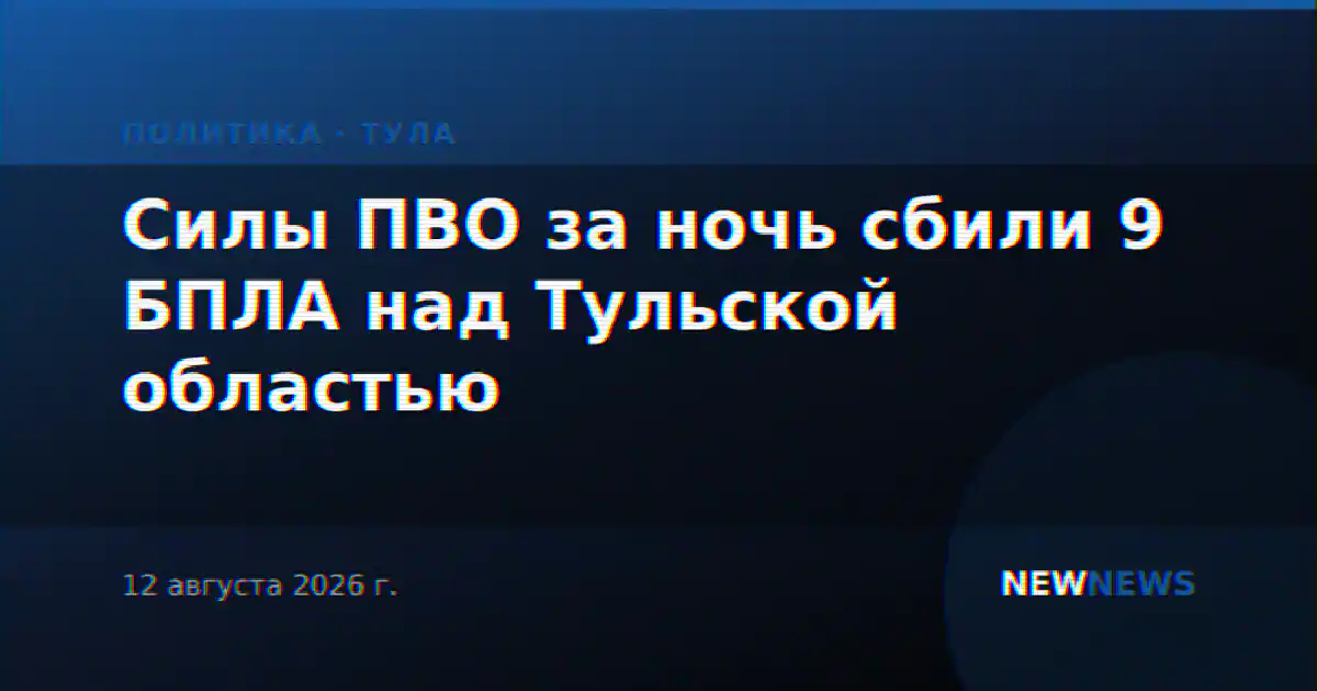Силы ПВО за ночь сбили 9 БПЛА над Тульской областью