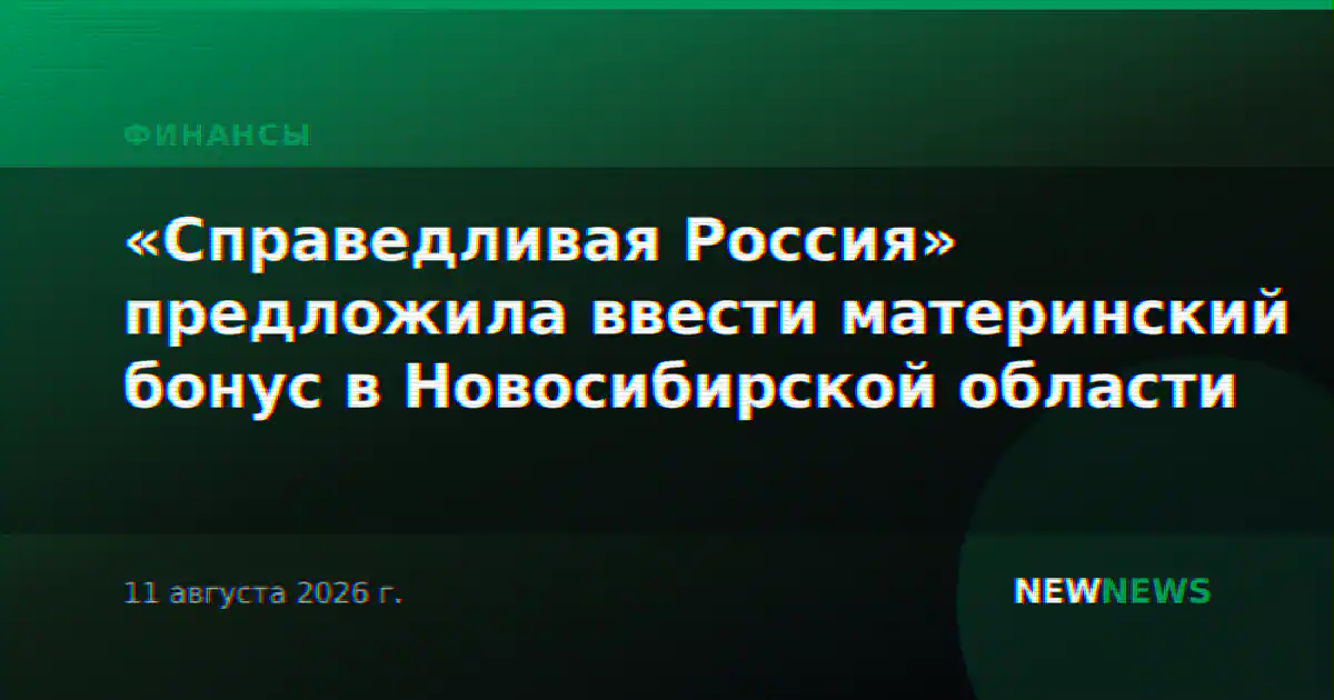 «Справедливая Россия» предложила ввести материнский бонус в Новосибирской области