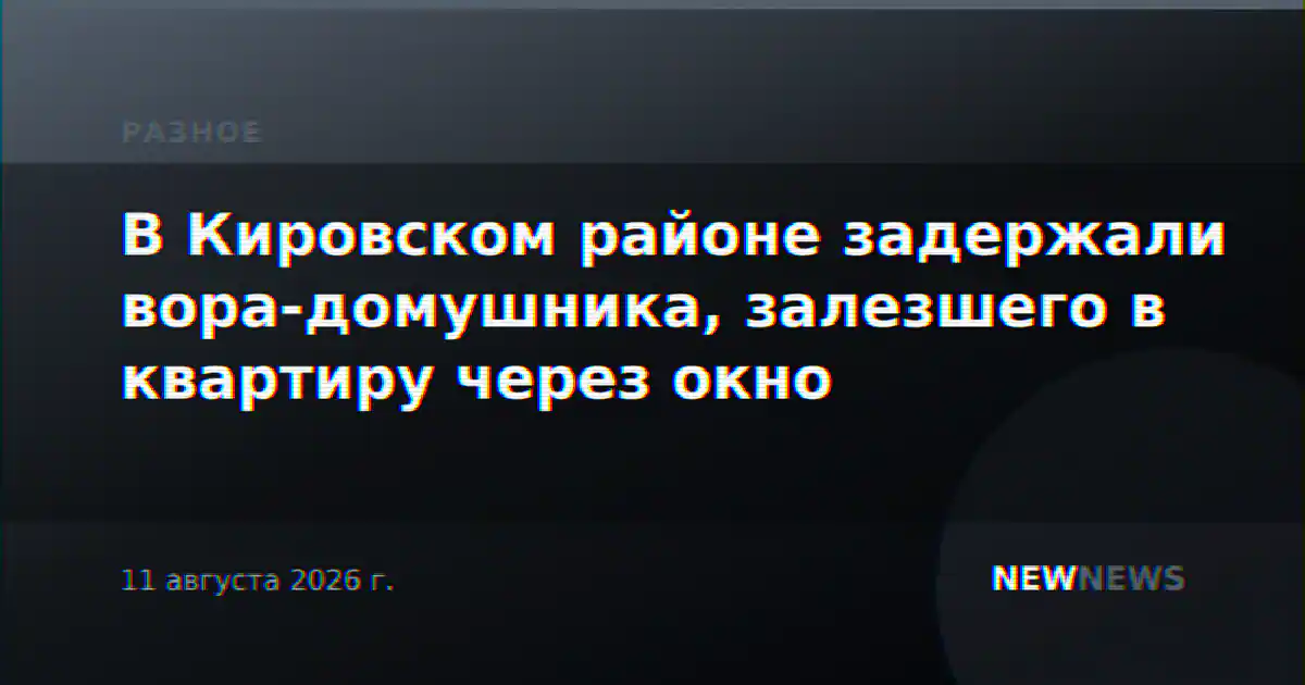 В Кировском районе задержали вора-домушника, залезшего в квартиру через окно