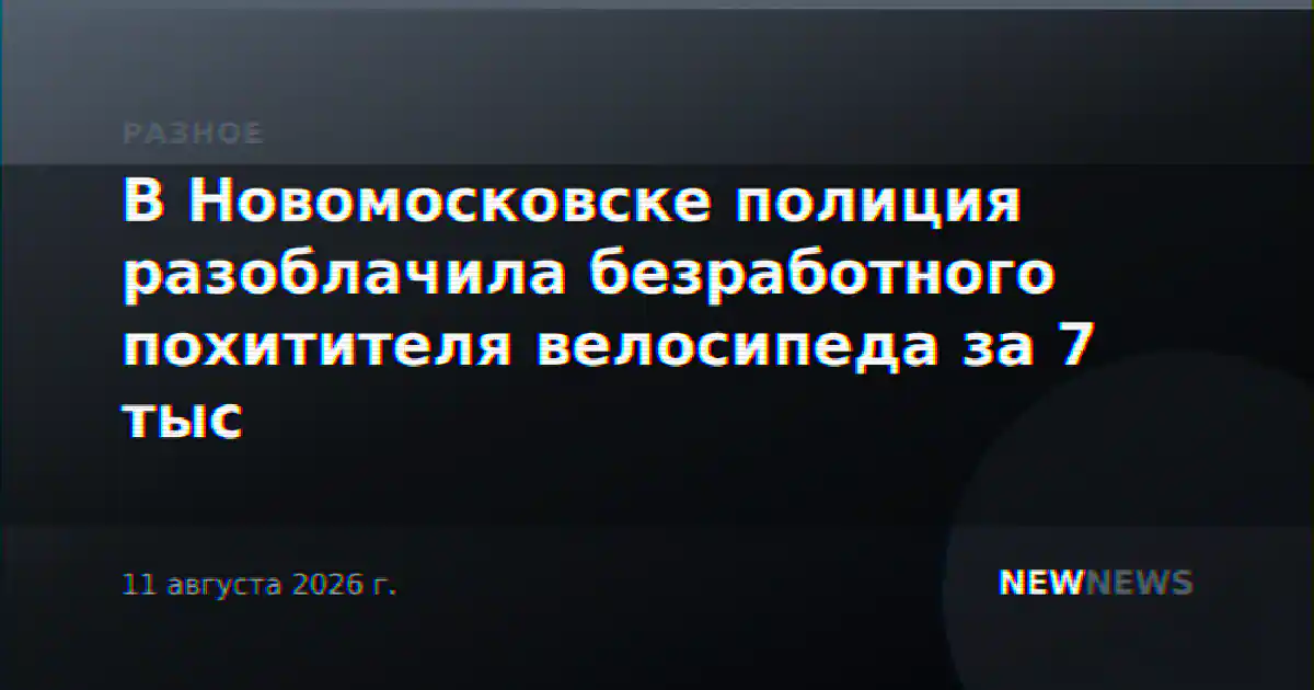 В Новомосковске полиция разоблачила безработного похитителя велосипеда за 7 тыс