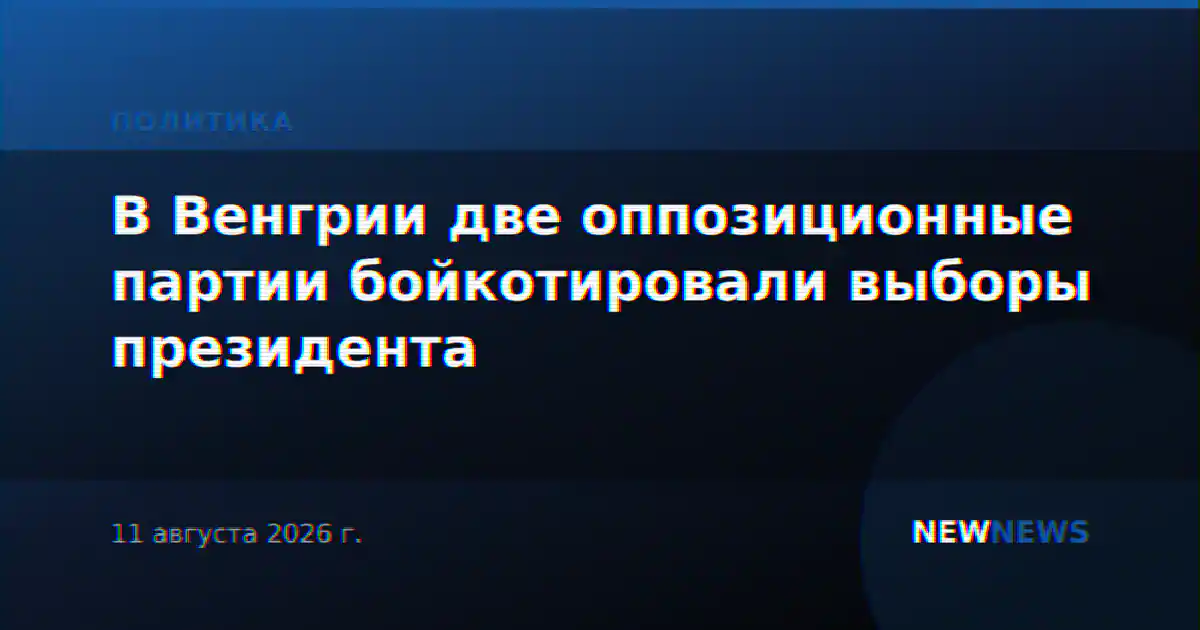 В Венгрии две оппозиционные партии бойкотировали выборы президента
