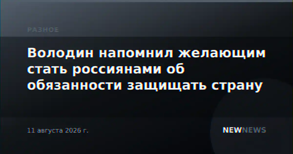 Володин напомнил желающим стать россиянами об обязанности защищать страну