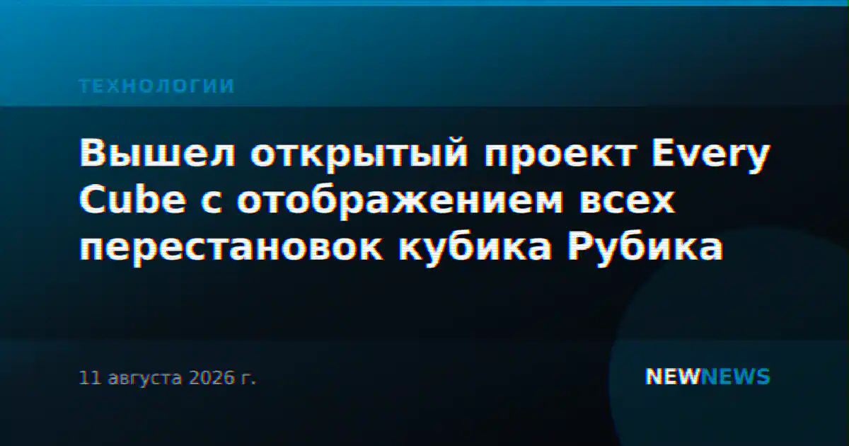 Вышел открытый проект Every Cube с отображением всех перестановок кубика Рубика