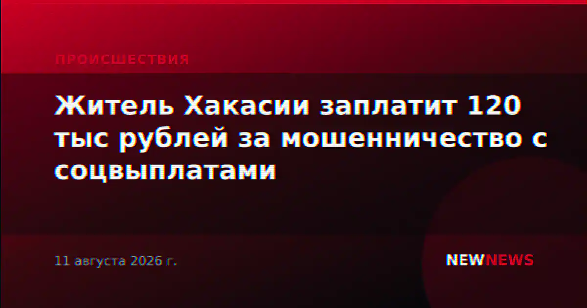 Житель Хакасии заплатит 120 тыс рублей за мошенничество с соцвыплатами