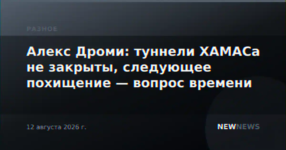 Алекс Дроми: туннели ХАМАСа не закрыты, следующее похищение — вопрос времени