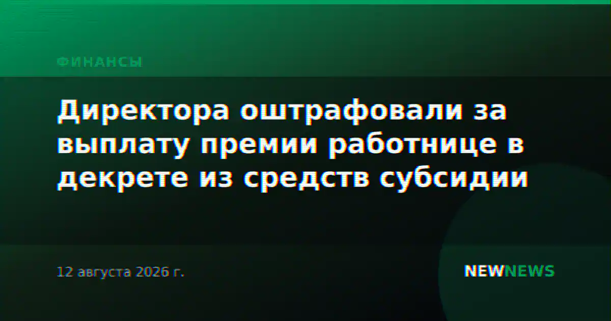 Директора оштрафовали за выплату премии работнице в декрете из средств субсидии