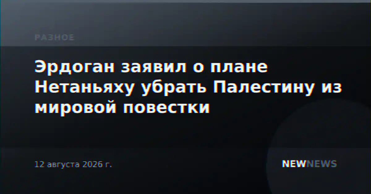 Эрдоган заявил о плане Нетаньяху убрать Палестину из мировой повестки