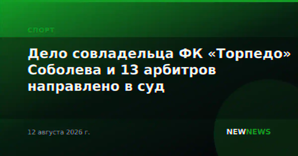 Дело совладельца ФК «Торпедо» Соболева и 13 арбитров направлено в суд
